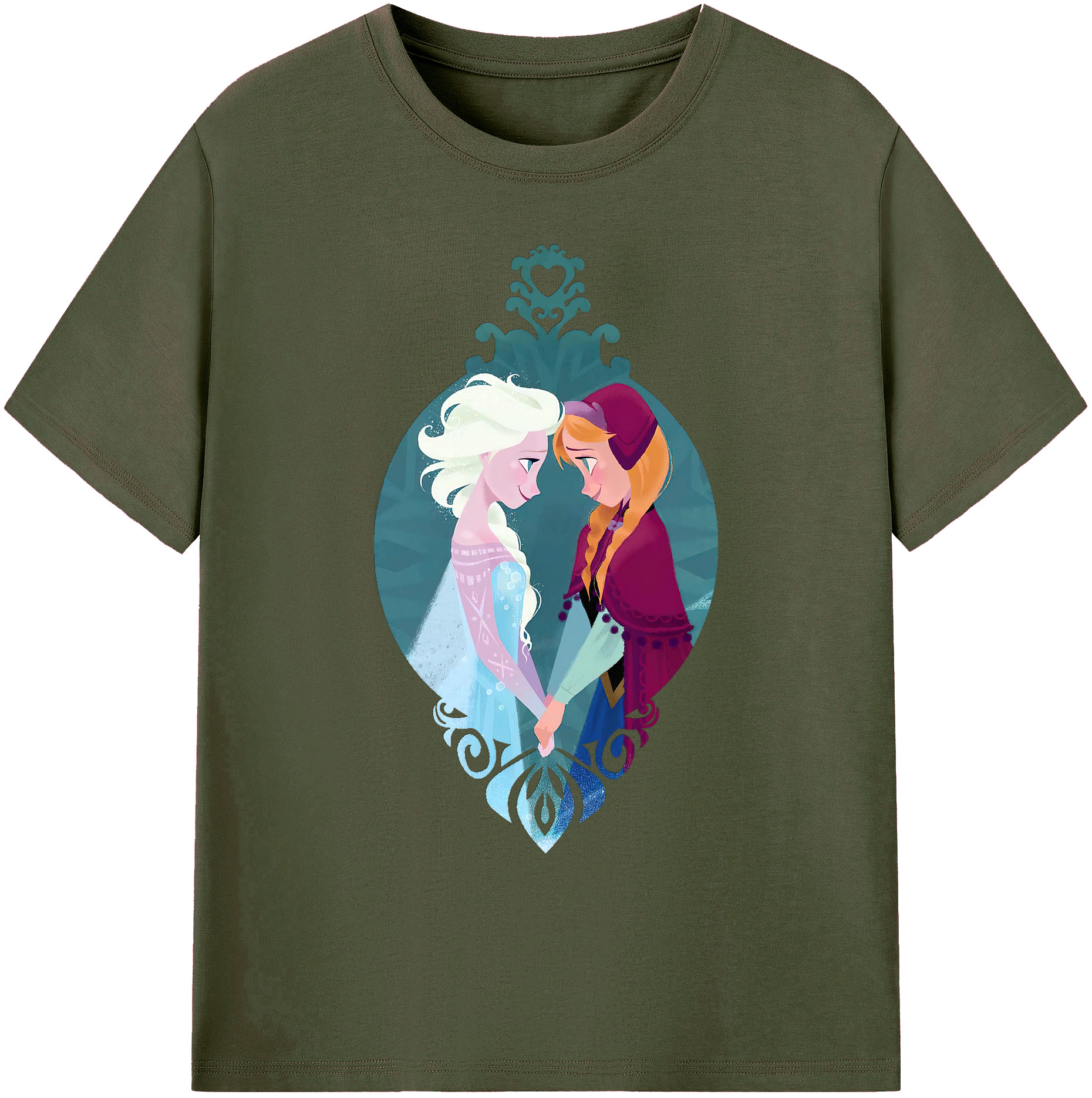 （画像用） アナと雪の女王 アンナ エルサ Frozen Anna Elsa 綿100％ メンズ半袖Tシャツ｜肌触りやわらか＆通気性